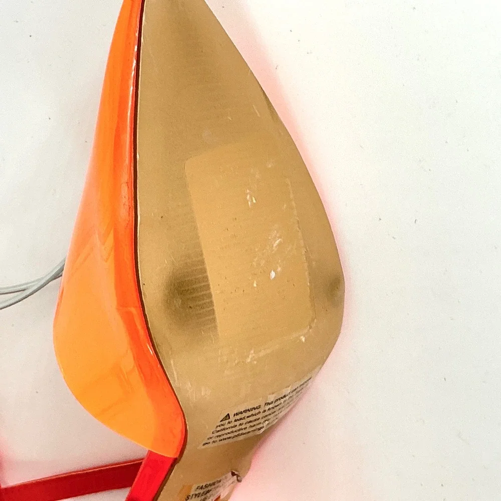 Fashion To Figure Plus Size 7W 7 Wide Neon Orange Clear Heel Pump NEW Jacki $105